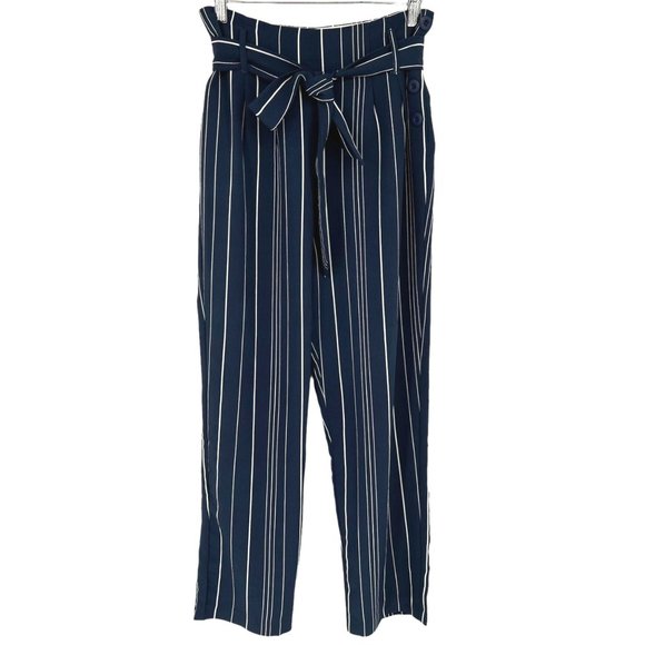Strut & Bolt Striped Paper Bag High Waist Pants Blue White Size Small NWT - Picture 1 of 8